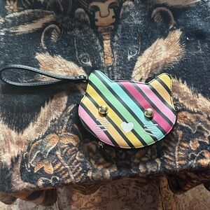 Betsey Johnson Multicolor Striped Cat Wristlet